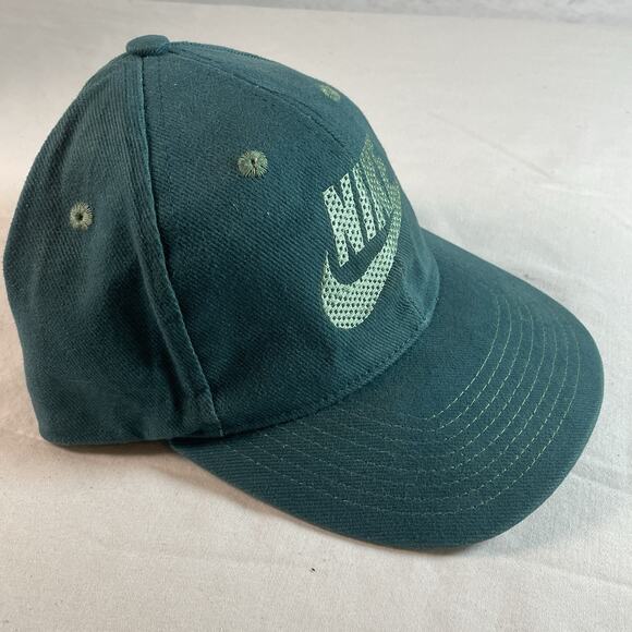 Nike Vtg Hat Swoosh Logo Spellout Snapback Cap Green 1990s White Tag Taiwan OSFA - Picture 10 of 10